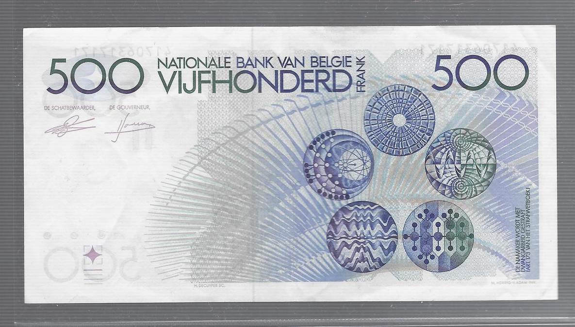 BELGIUM 500フラン1982(CONSTANTIN MEUNIER) Belgique 500 francs/frank (1982) Constantin Meunier. Serie: 417