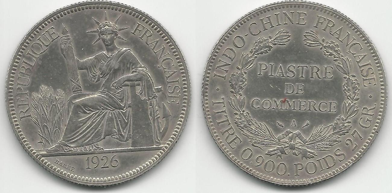 1926年 フランス 旧貨幣 PIASTRE DE COMMERCE Indochine / Indochina 1926 Piastre de commerce VF | MA-Shops