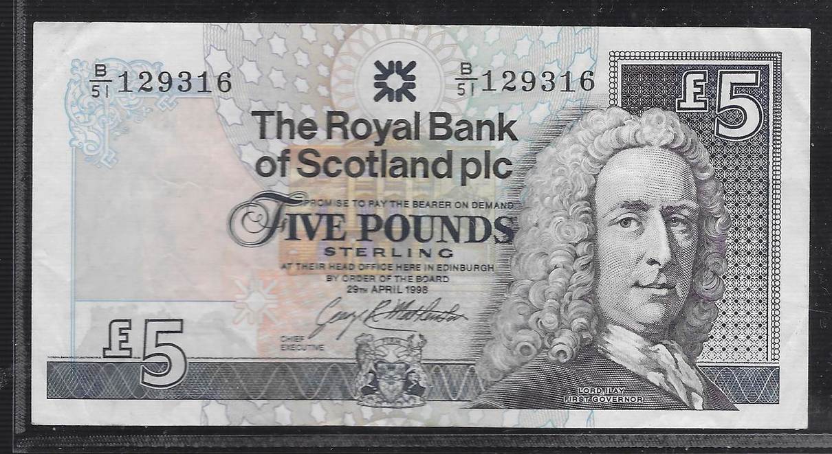 5 Pounds 29 4 1998 Scotland Ecosse Lord Ilay The Royal Bank Of