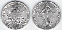 FRANCE 50 Centimes Semeuse de O.Roty . -