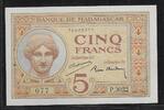 MADAGASIKARA/MADAGASCAR 5 Francs Kopf von JUNO,Königin der Götter.Tête de JUNO Reine des dieux. Alphabet: P.3022 -