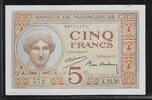 MADAGASIKARA/MADAGASCAR 5 Francs Kopf von JUNO,Königin der Götter.Tête de JUNO Reine des dieux. Alphabet: K.2430 -