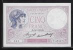 FRANCE 5 Francs Violet. Alphabet: T.57867. -