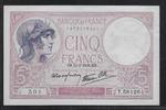 FRANCE . 5 Francs VIOLET. Alphabet: T.58126 . -