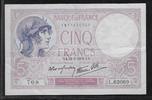 FRANCE . 5 Francs VIOLET. Alphabet: L.63089 . -
