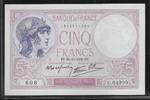 FRANCE . 5 Francs VIOLET. Alphabet: G.64999 . -