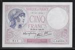 FRANCE . 5 Francs VIOLET. Alphabet: G.64999 . -