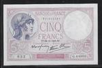 FRANCE . 5 Francs VIOLET. Alphabet: G.64999 . -