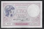 FRANCE . 5 Francs VIOLET. Alphabet: G.64999 . -