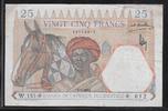 AFRIQUE OCCIDENTALE FRANÇAISE 25 Francs Banque de France Nummerieriung. Numérotation BdF. Alphabet: W.151. Blau, bleu . -