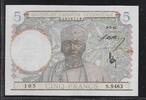 5 Francs 06.05.1942 AFRIQUE OCCIDENTALE FRANÇAISE Banque de France Nummerieriung. Numérotation BdF.  Alphabet: S.9463  . Gutes vorzuglich(Fehler ...
