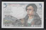 5 Francs 25.11.1943 FRANCE . SCHÄFER. BERGER. Alphabet: R.82  . praktich NEU