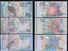 SURINAME 5, 10, 25 Gulden Vogelserie. Série oiseaux . -