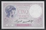 FRANCE . 5 Francs Femme casquée. Frau mit Helm.Violet. Alphabet:Q.57935 . -