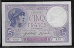 5 Francs 03/12/1917 FRANCE . Femme casquée. Frau mit Helm.Violet.  Alphabet: T.15   . Sehr schön(gepreßt)