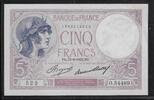 FRANCE . 5 Francs Femme casquée. Frau mit Helm.Violet. Alphabet: O.54489 . -