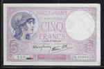 5 Francs 13/07/1939 FRANCE . Femme casquée. Frau mit Helm.Violet.  Alphabet: H.57953. Numéro: 150  . Gutes sehr schön