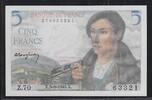 5 Francs 05/08/1943 FRANCE . BERGER: Alphabet: Z.70  . Fast NEU -1