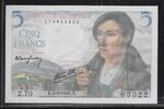 5 Francs 05/08/1943 FRANCE . BERGER: Alphabet: Z.70  . Fast NEU -1