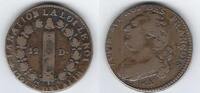 FRANCE . 12 Deniers CONSTITUTION. LOUIS XVI. Werkstatt, atelier. 'A.' Couvent des Barnabites . -