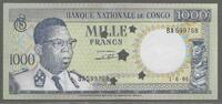 1000 Francs. 01/08/1964. CONGO. (République Nationale)  Serie: BA . ENTWERTET. ANNULÉ . Fast NEU. I-.