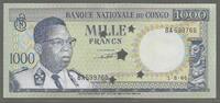 1000 Francs. 01/08/1964. CONGO. (République Nationale)  Serie: BA . ENTWERTET. ANNULÉ . Fast NEU. I-.