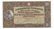 5 Francs. Franken, Franchi, Francs. 31/08/1946. SVIZRA, , SVIZZERA, SCHWEIZ, SUISSE. Guglielm Tell, Guglielmo Tell, Guillaume Tell, Wilhelm Tell....