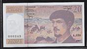 20 Francs 1997 FRANCE DEBUSSY Alphabet A.050 N° *343* Fast NEU (I)