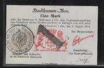 1 Mark 3.8.1914 FRANCE Mülhausen I.E , Mulhouse Alsace  . Fast NEU -1