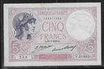 FRANCE 5 FRANCS VIOLET. Alphabet: V.31923 . -