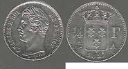 FRANCE. 1/4 de Franc. 1827 A. CHARLES X Sehr sch&ouml;n/vorz&uuml;glich.(leichte R... 86.55 US$  +  43.28 US$ shipping