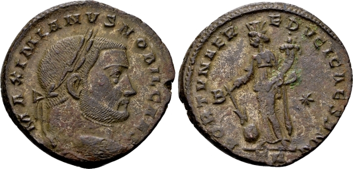 Galerius Caesar AD 293-305, AE Follis (28mm, 9.56 gram) Trier 298-99 ...