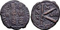 Byzantine Half Follis Justin II AD 565-578 and Sophia, AE ½ Follis (20 mm, 4.13 gram) Thessalonica -