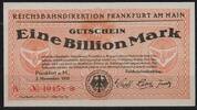   NOTGELD FRANKFURT AM MAIN, Reichsbahndirektion, 1 Billion Mark, 02.11.... 155.28 元  ＋  62.42 元 运费