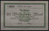   NOTGELD HERSFELD, Stadt, 20 Milliarden Mark, 23.10.1923,  233.31 元  ＋  62.42 元 运费