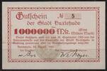   NOTGELD BUXTEHUDE, Stadt, 1 Million Mark, 20.08.1923,  233.31 元  ＋  62.42 元 运费