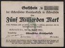   NOTGELD ECKERNF&Ouml;RDE, Kreissparkasse, 5 Milliarden Mark, 20.08.1923,  23.11 US$  +  9.29 US$ shipping
