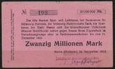   NOTGELD MARNE, Marner Kreditbank, 20 Millionen Mark, 24.09.1923,  23.11 US$  +  9.29 US$ shipping