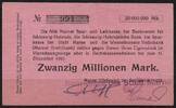   NOTGELD MARNE, Sparkasse der Stadt Marne, 20 Millionen Mark, 24.09.1923,  28.92 US$  +  9.29 US$ shipping