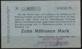   NOTGELD MARNE, Marner Kreditbank, 10 Millionen Mark, 24.09.1923,  23.11 US$  +  9.29 US$ shipping