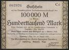   NOTGELD RATZEBURG, Kreisausschuss, 100 Tausend Mark, 14.08.1923,  17.31 US$  +  9.29 US$ shipping
