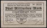   NOTGELD SCHLESWIG, Stadt, 5 Milliarden Mark, 00.10.1923,  32.41 US$  +  9.29 US$ shipping