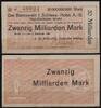   NOTGELD WEDEL i. H., J. D. M&ouml;ller, Optische Werke, 20 Milliarden Mark,  28.92 US$  +  9.29 US$ shipping
