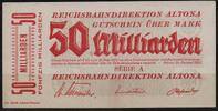   NOTGELD ALTONA, Reichsbahndirektion, 50 Milliarden Mark, 23.10.1923,  11.50 US$  +  9.29 US$ shipping