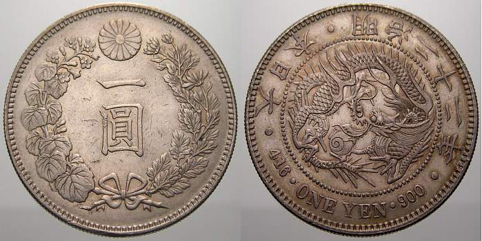 Japan Yen 1889 YR Mutsuhito 1867-1912. EF | MA-Shops