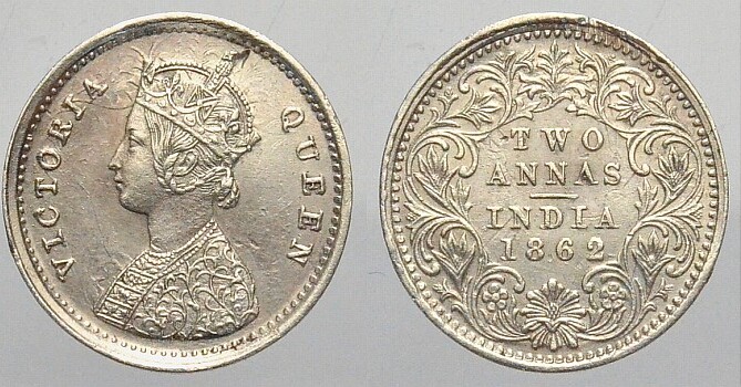 Two annas. British West Indies Dollar.