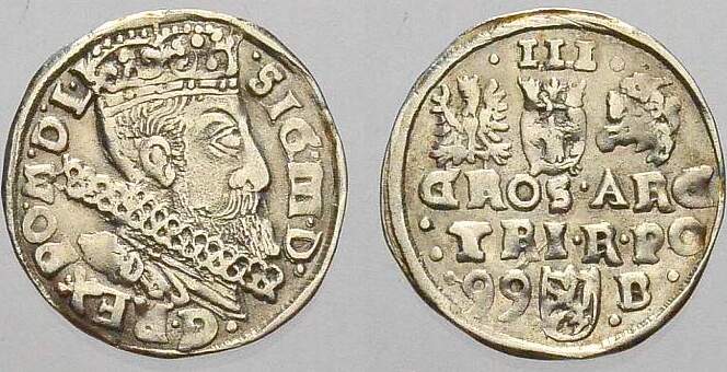 Polen 3 Gröscher 1 1599 Sigismund III. 1587-1632. VF-EF | MA