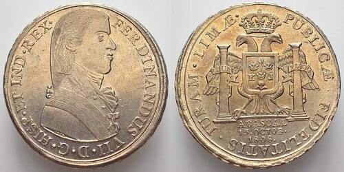 Peru 8 Reales 1808 Ferdinand VII, 1808-1822. Sehr selten besonders in dieser Erhaltung. Fast st
