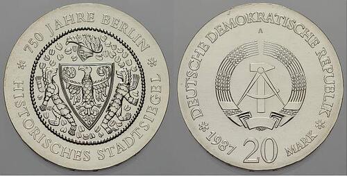 Deutsche Demokratische Republik 20 Mark 1987 BU