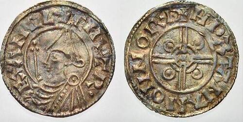 Großbritannien Penny 1023 Knut I. der Große 1016-1035. Attraktives Exemplar. VF-EF mit schöner Patin